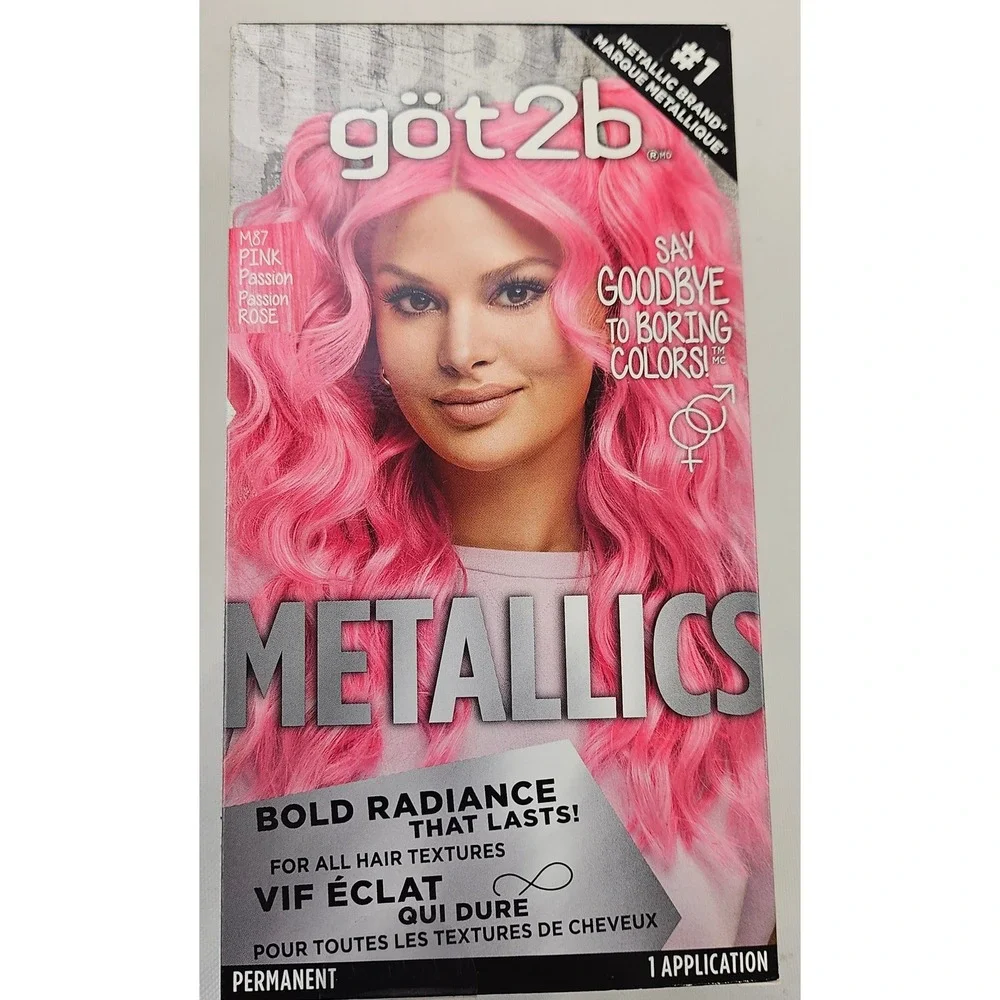 Got2b Metallics Hair Color M87 Pink Passion 2 Boxes Permanent Pink Dye New